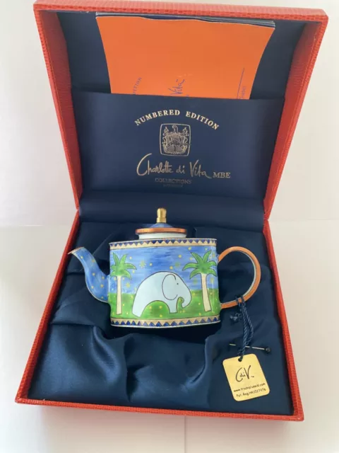 Charlotte di Vita Numbered Edition Enamelled Teapot,1993 No. L446, boxed