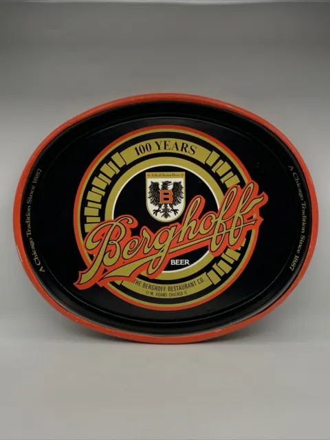 Vintage Berghoff Beer Restaurant Metal Serving Bar Tray Chicago 100 Years 1987