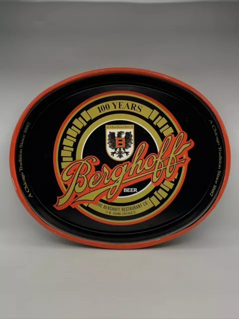 Vintage Berghoff Beer Restaurant Metal Serving Bar Tray Chicago 100 Years 1987