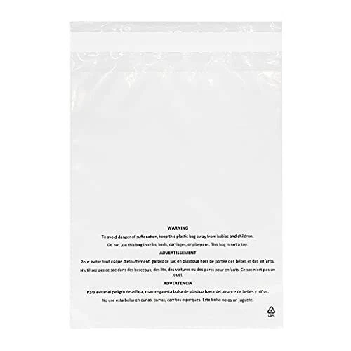 – 8” x 10” (200 Count) Self Seal Clear Poly Bags with Suffocation...