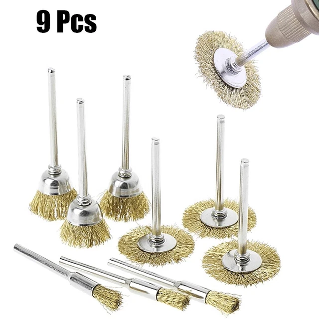 9pc Laiton Brosse Câble Roue Broyeur Rotatif Outil Électrique for Graveur