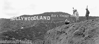 Hollywood photo Hollywoodland 2 Los Angeles suburb famous sign being surveyed