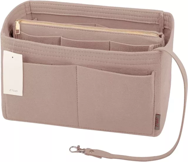 Purse Organizer Insert, Felt Bag organizer with zipper, Handbag & Tote Shaper, F