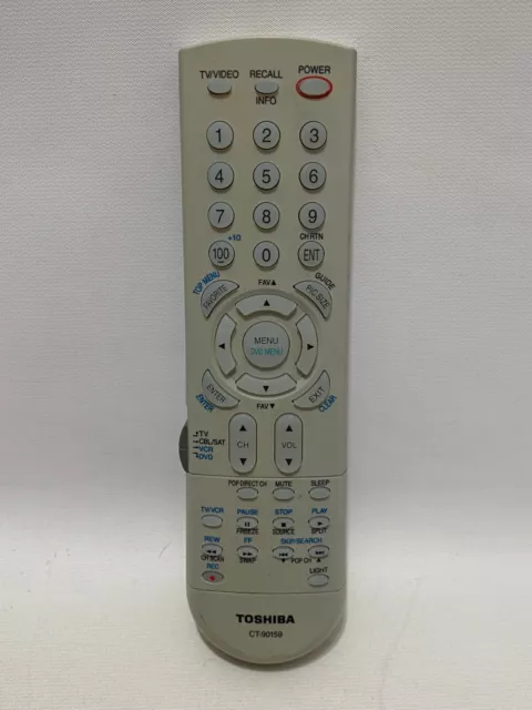 Genuine Toshiba CT-90159 TV VCR DVD Combo Remote Control Tested Working OEM