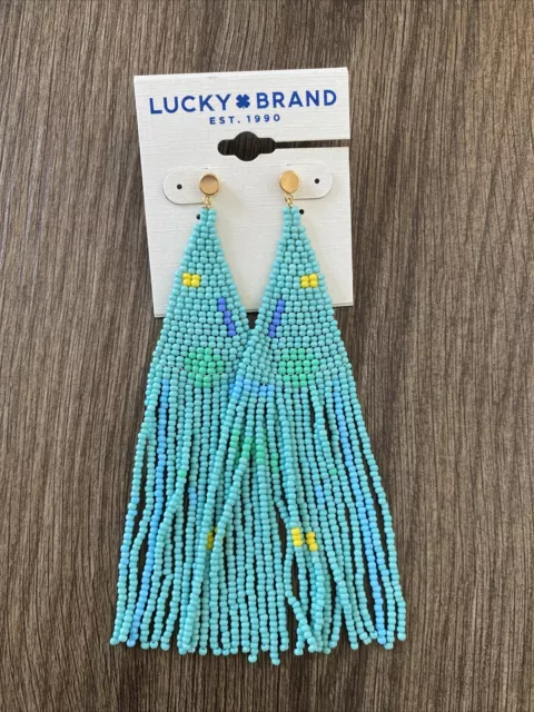 Lucky Brand Earrings Jewelry Turquoise Beads Beaded Dangle Southwest Navajo NEW