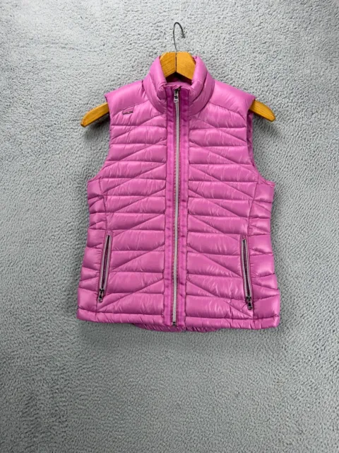 RLX Ralph Lauren Vest Womens Small Pink Nylon Duck Down Quilted Puffer Full Zip