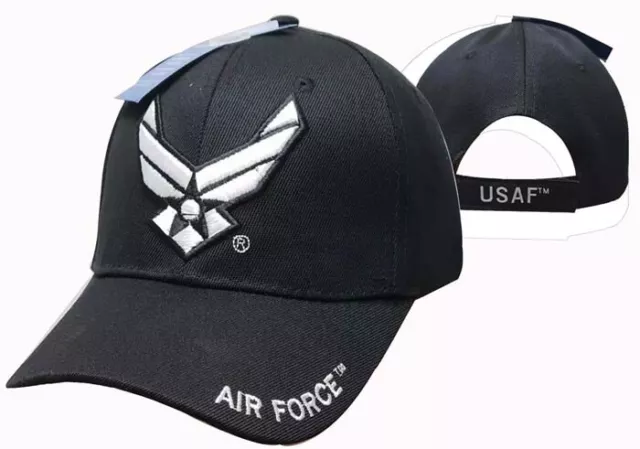 Noir US Air Force Ailes Logo Casquette Chapeau sous Licence Réglable Joint Armée