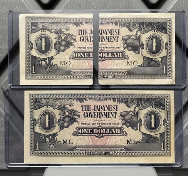 The Japanese Government World War II One 1 Dollar Bill Uncirculated Ripped 1940s