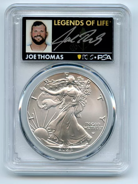2023 $1 American Silver Eagle 1oz PCGS MS70 FDOI Legends of Life Joe Thomas