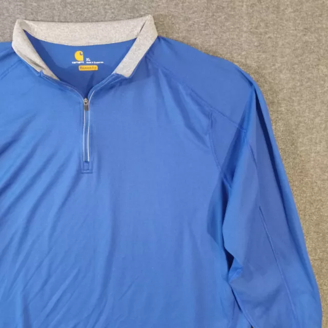 CARHARTT FORCE PULLOVER Shirt Mens Size XL Relaxed Fit 1/4 Zip Up Blue ...