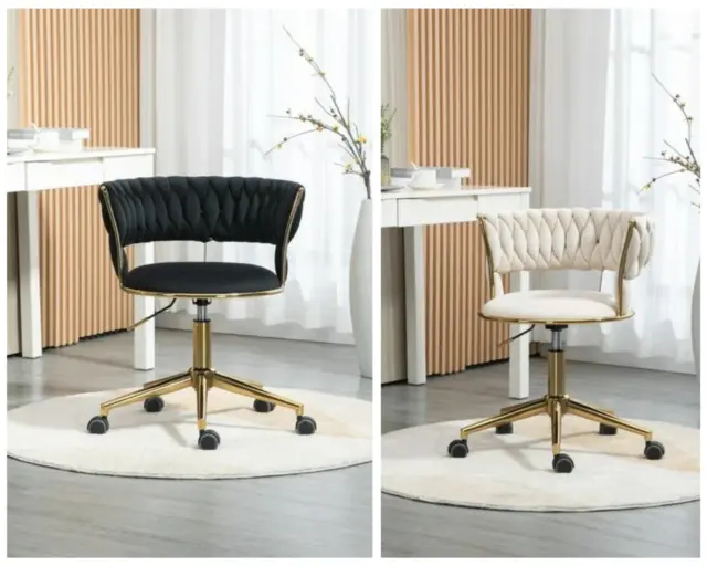 Modern Armless Office Chair w/ Wheels Velvet Home Office Desk Chair Adjustable