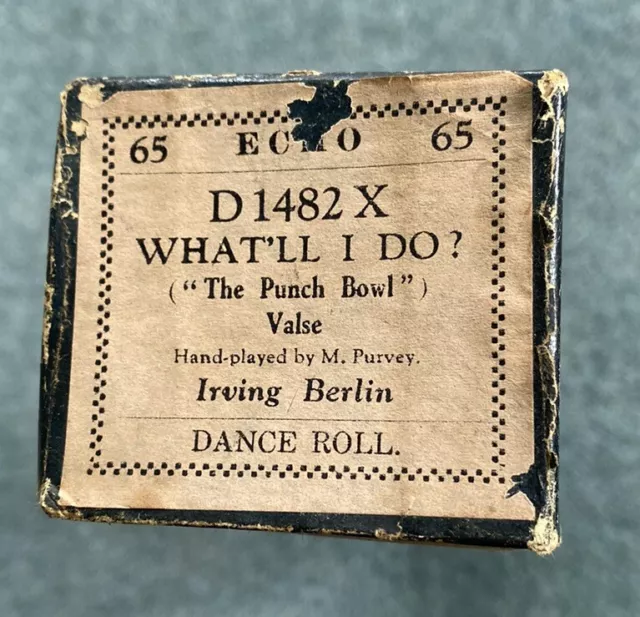 Echo  Pianola Roll “What’ll I Do?” by Irving Berlin Hand-played By M Purvey