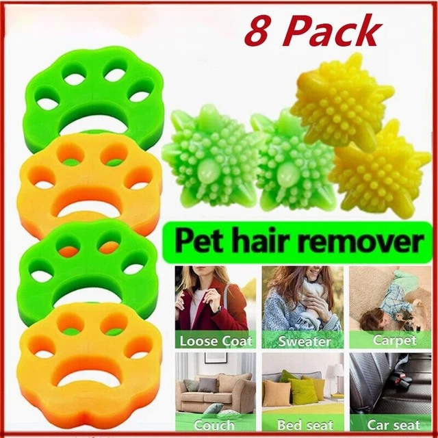 8 PCS Reusable Pet Hair Lint Remover for Laundry Dryer Soft Silicone Fur Catcher