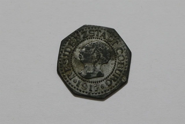 Germany War Money Token 5 Pfennig 1917 Coburg Zinc B34 #Z680