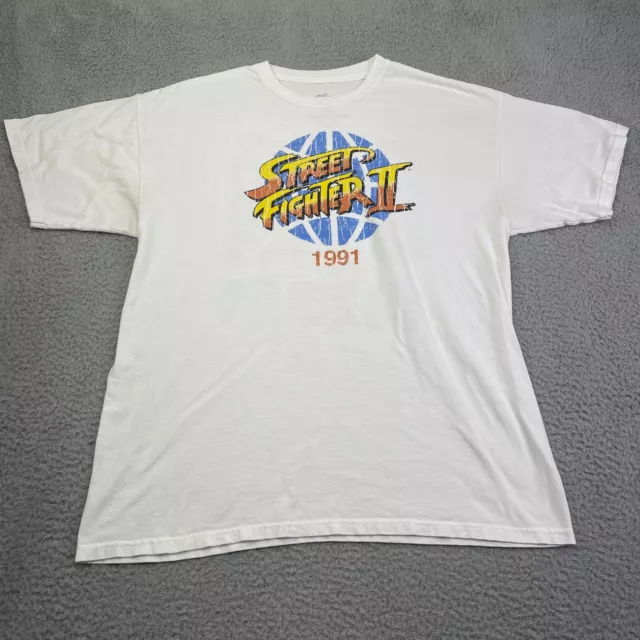 Street Fighter T Shirt Mens XL White Vintage Arcade Style Capcom Video Games