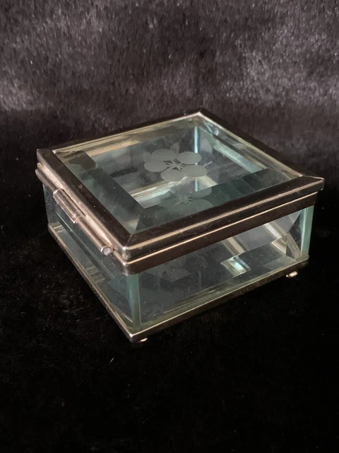 Bonbonnière Ou Boîte à Bijoux En Verre Vintage - Occasion Très Bon état - Décoration Rétro