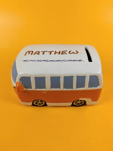 Campervan Money Box Ceramic Piggy Bank Personalised