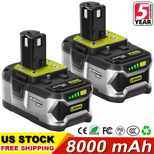 2PACK Battery & charger For RYOBI P108 18V 9Ah 8AH High Capacity  Lithium-ion