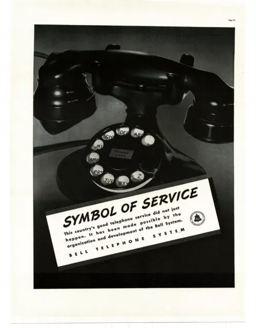 1937 Bell Telephone Rotary Dial Phone Vintage Print Ad