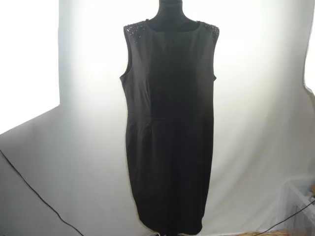New Look Women's Shift Dress Black Size 18 Beaded Sleeveless Round Neck Zip Back