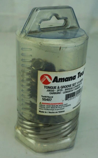 Amana Tool 55407 2PC Carbide Tipped Tongue & Groove Router Bit Set 1/2" Shank