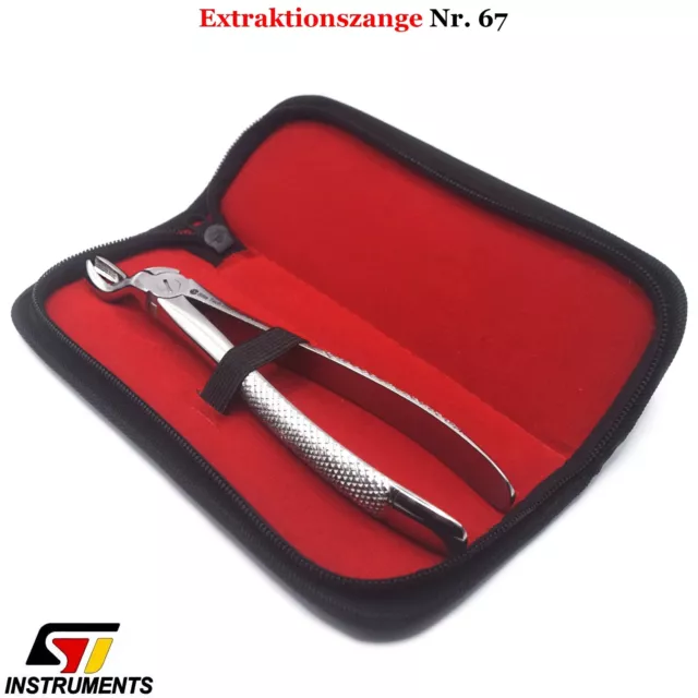 Extraktionszange Nr.67A Zahnzange Oberkiefer Unterkiefer Molaren Dental mit Etui