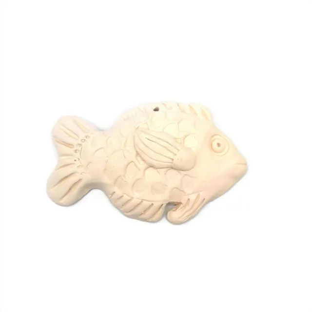 Handmade Ceramic Fish, Bisque Blank Wall Hanging, Unpainted Artisan Wall Decor