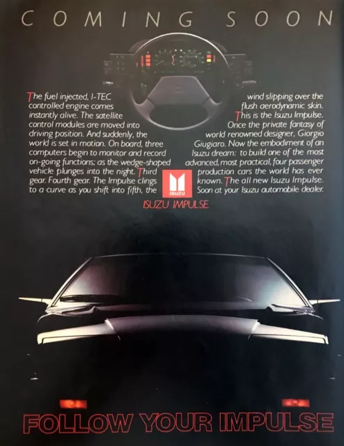 1983 Isuzu Impulse Coupe photo Introductory "Coming Soon" vintage print ad