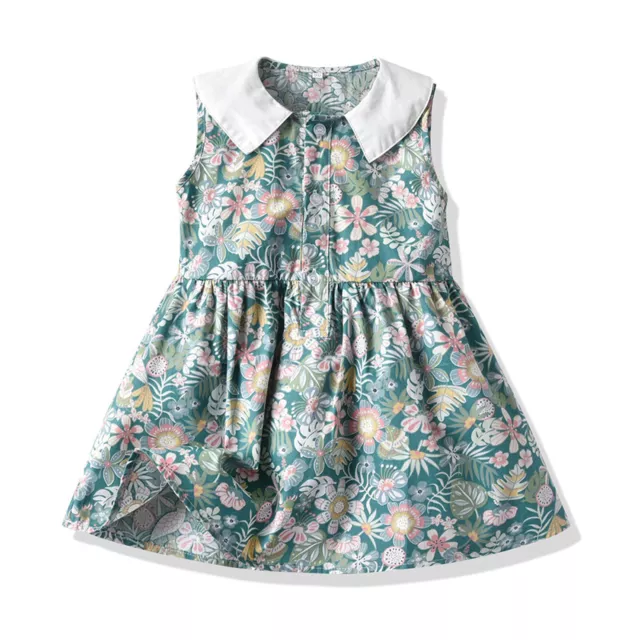 Kids Toddler Baby Girls Spring Summer Floral Cotton Sleeveless Princess Dress