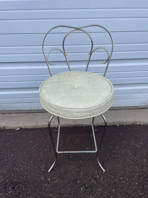 Vintage Mid Century Modern Metal Vanity Stool Bench Hollywood Regency