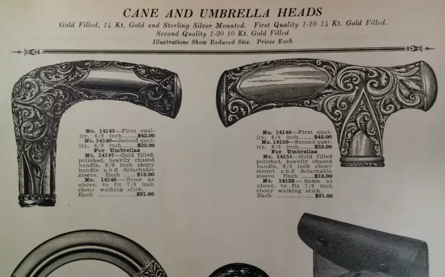 Umbrella Cane Heads Binocular 1931 Catalog Page Krower New Orleans LA Rare VHTF