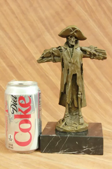 Bronze Rare Skeleton Pirate Bronze Sculpture Hot Cast Marble Base Figurine Deal