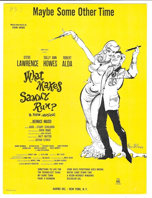 STEVE LAWRENCE Broadway Sheet Music MAYBE SOME OTHER TIME / WHAT MAKES SAMMY RUN