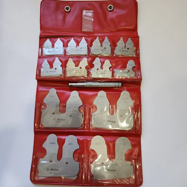 MITUTOYO RADIUS GAGE set 186-906 .010 to .50 GUC .220 missing $35.00