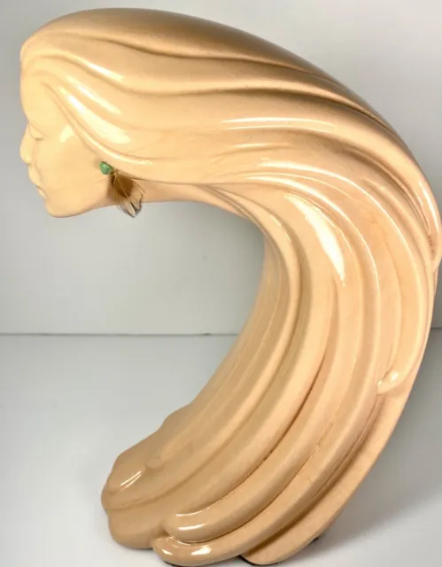 Vintage Sittre Ceramics Wind Woman Bust Sculpture Art Deco Style 1960’s.