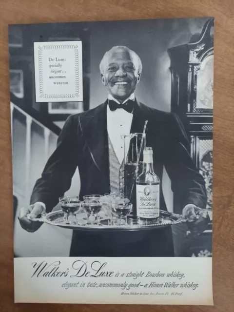 Hiram Walkers De Luxe Bourbon Whiskey Silver Tray Service 1951 Vintage Print Ad