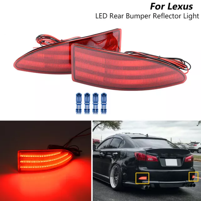 For 2006-2013 Lexus IS250 IS350 LED Rear Bumper Reflector Light Red Lens 2PCS