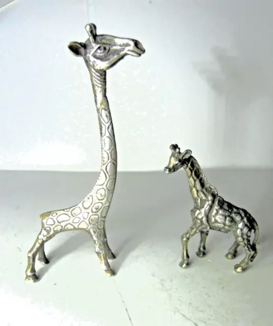 Miniatura Argento 800 - 2 Giraffe Cm. 8 E Cm. 4,5 Vintage Anni 70 Silver 3 Foto