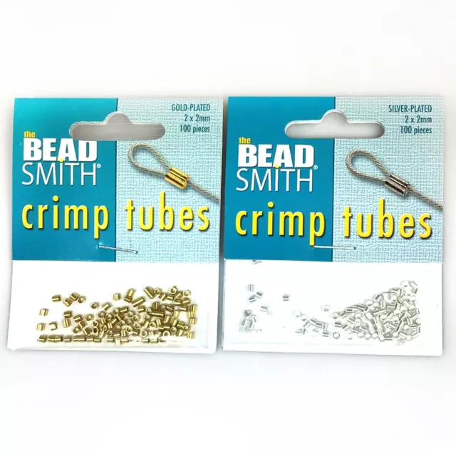 BeadSmith® Tube Crimp Silver Plated Gold Plated 2x2mm Crimp Beads Jewelry Making