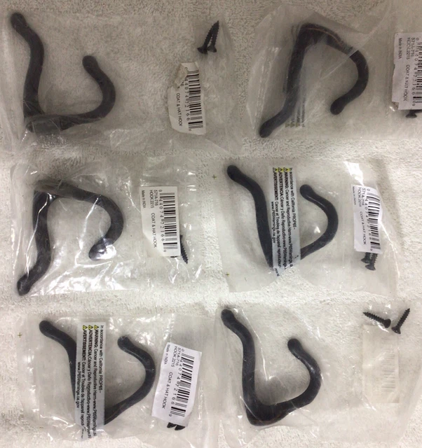 6x Ives by Schlage 571A-716 Coat and Hat Hook Matte Black Hardware. New 2
