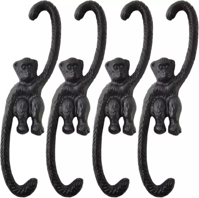 4PCS Heavy Duty Cast Iron S Monkey Hooks - 8 Inch Decorative Metal Plant Hooks H 2