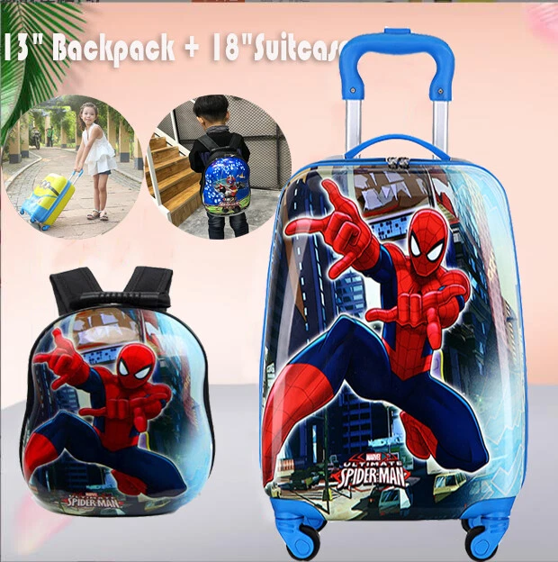 2 PC Kids Luggage Set 18"Suitcase & 13"Kids Backpack Travel Rolling Carry On Bag
