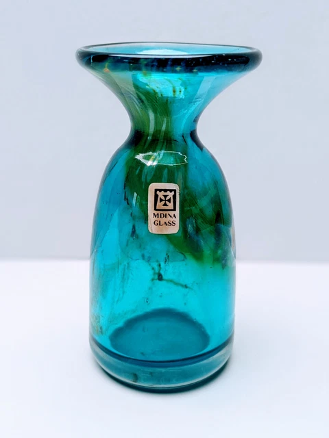 Mdina Island of Malta Vintage Crystal Vase - Studio Art Glass 1970 Paper Label