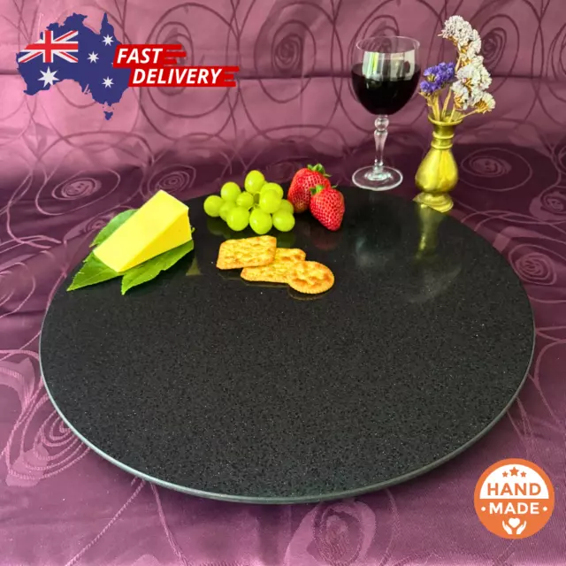 Lazy Susan 45/60 cm - Classic Black Quartz Stone Turntable - Hand Made - Ebony