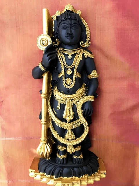 Krishna Statua in resina indiana fatta a mano India Hindu God Black Asia Decor I