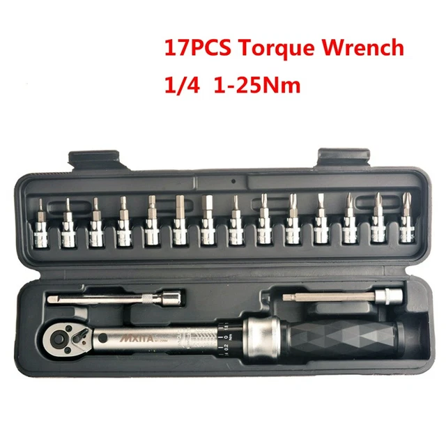 15/16/17PCS 1/4 "1-25 Nm Drehmoment Fahrradreparatur werkzeug Fahrradschlüssel