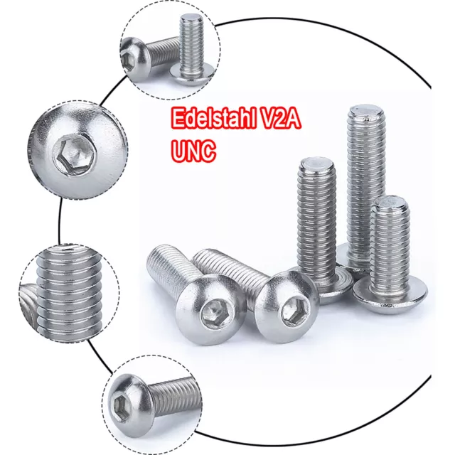 Linsenkopfschrauben UNC Edelstahl V2A VA ISK Linsenkopf 2# 4# 6# 8# 10# 1/4 5/16