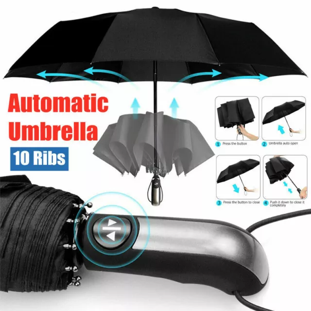 Herren Regenschirm Auf-Zu-Automatik groß stabil sturmsicher Automatik