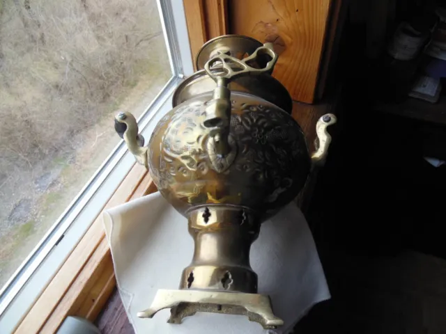Museum rare Antique Imperial Russian Brass Samovar marked 1904 duple head  eagle