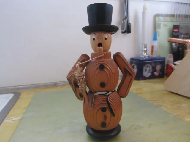 Vintage Erzgebirge German Smoker Incense Snowman Figure Missing Nose